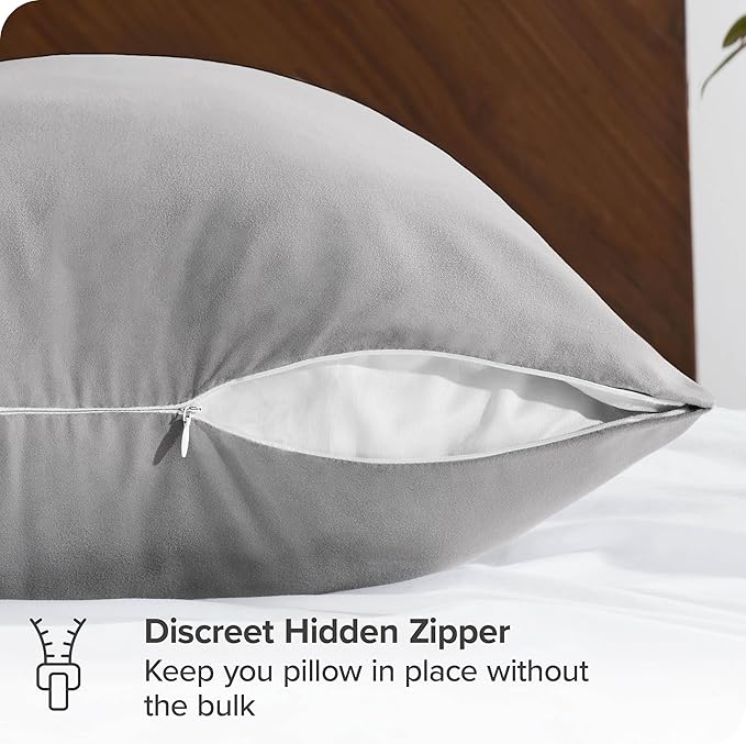 Bare Home Microfiber Body Pillow Cover - Ultra Soft - Cooling Pillowcase - Double Brushed - Pillowcase with Zipper Closure - Easy Care (20''x54'' Body Pillow Cover, Light Grey)
