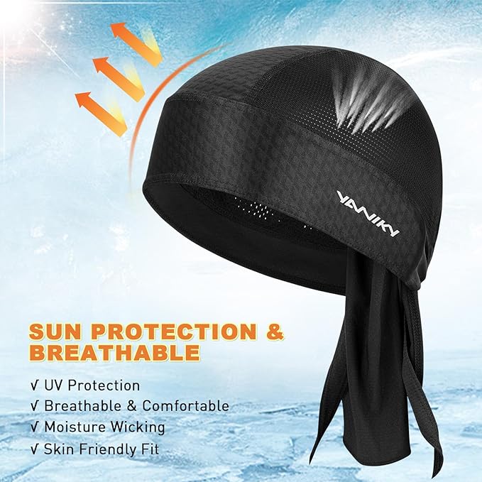 Bandanas Skull Caps for Men, Women Skull Cap Helmet Liner Cycling Hat Durags Motorcycle Bandana Sweat Wicking Do Rag