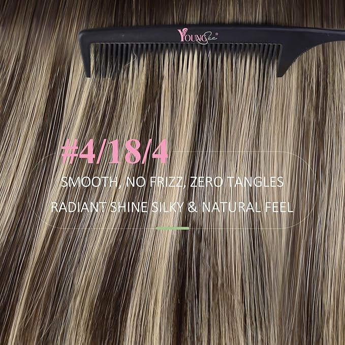 YoungSee Tape in Extensions Human Hair Balayage Tape in Hair Extensions Ombre Dark Brown to Ash Blonde 14 Inch Remy Human Hair Tape-in Extension for Women 20pcs 50g