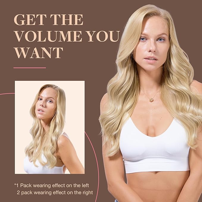 GOO GOO Clip in Hair Extensions Real Human Hair, Remy Human Hair Extensions Clip ins for Women, Natural Human Hair, 20inch 160g 7Pcs, #18D/22F Dirty Blonde Highlights