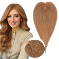 Real Human Hair Toppers for Women 3.54"*4.72" Silky Base 150% Density No Bangs Adjustable Parting Clip-In Topper Hairpieces for Women with Thinning Hair 16 Inches Light Brown