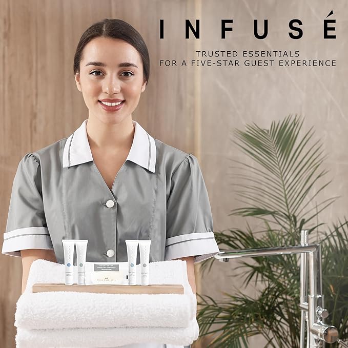 Infuse Pure White Tea and Coconut All-In-Kit Hotel Soaps and Toiletries Bulk Set | 1oz Shampoo & Conditioner, Body Wash, Lotion & 1.25oz Bar Soap | Travel Size 75 Pieces.