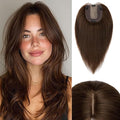 Rich Choices Hair Toppers for Women Real Human Hair 100% Human Remy Toppers NO Bangs for Women with Thinning on Top Clip in Hairpiece 4"x4.7"Lace Base 8 Inch #4 Medium Brown