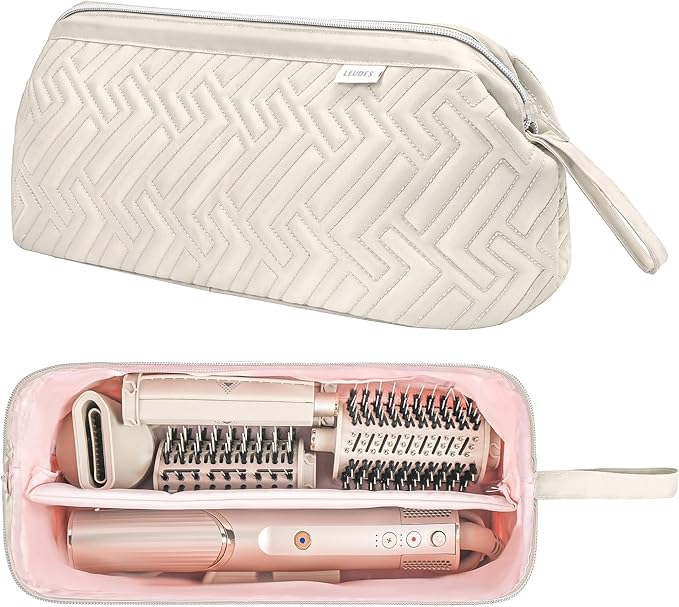 Leudes Hair Tools Travel Bag for Shark Flexstyle Carrying Case Portable Shark Hair Air Wrap Dryer Case Waterproof Dustproof Flat Curling Iron Travel Organizer (Beige)