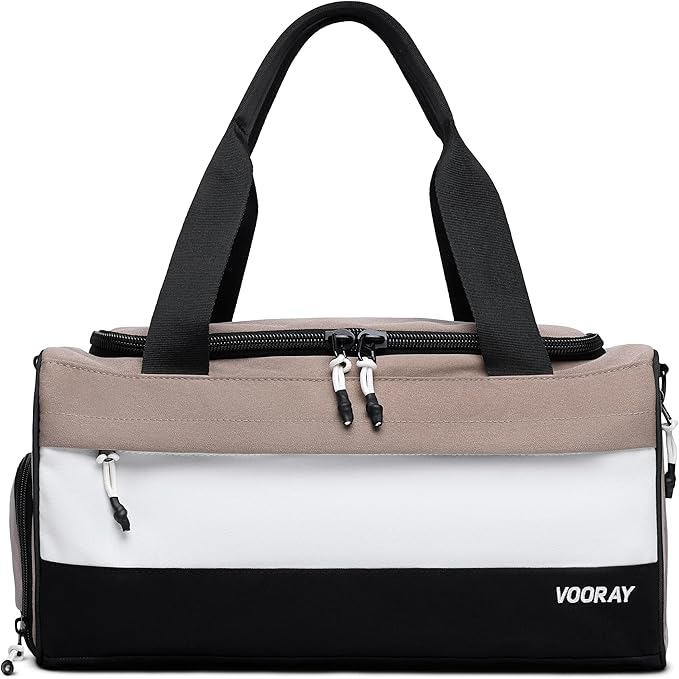 Vooray 22L Boost Duffel Bag – Small Travel & Sports Gym Bag for Women and Men with Shoe Pocket, Weekender for Overnight Football, Travel, Hospital Stays or Workout, Neutral Color Block
