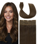 SURNEL Injected Invisible Tape in Hair Extensions Human Hair 20 Inch #4 Chocolate Brown Seamless Tape ins 20 Pcs 45g(#4,20)