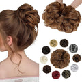 Messy Bun Hair Piece Wavy Curly Scrunchies Fluffy Donut Thick Updo Elegant Chignon Hairpieces for Women Girls, Light Auburn 1.4oz