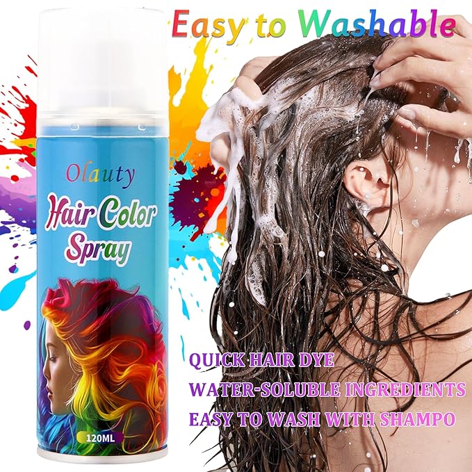 Blue Hair Spray, Temporary Hair Color Spray For Kids Women Men, Temporary Hair Dye Washable Hair Color Wax,Non-Sticky Color Hair Spray for Halloween Crazy Hair Day,Cosplay Party DIY,Christmas (Blue)