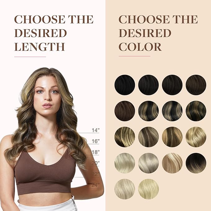 GOO GOO Clip in Hair Extensions Real Human Hair, Remy Human Hair Extensions Clip ins for Women, Natural Human Hair, 16inch 130g 7Pcs, 2/6/18 Balayage Brown to Dirty Blonde