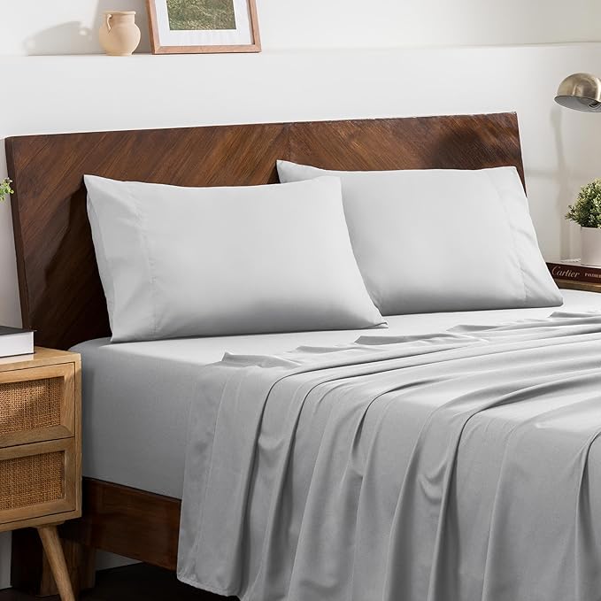 Bare Home Microfiber Pillow Cases - King 20x40 - Cooling Pillowcases - Double Brushed - Easy Care - Envelope Closure (King Pillowcase Set of 2, Cloud Grey)