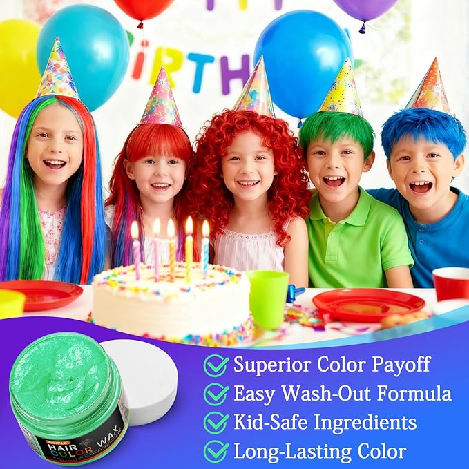10Pcs Temporary Hair Color Wax for Christmas Party, Daily Party Cosplay Stocking Stuffers DIY Washable Hair Chalk Natural Instant Hair Color for Women Temporary Hair Dye for Kids Teens Women Men 40g