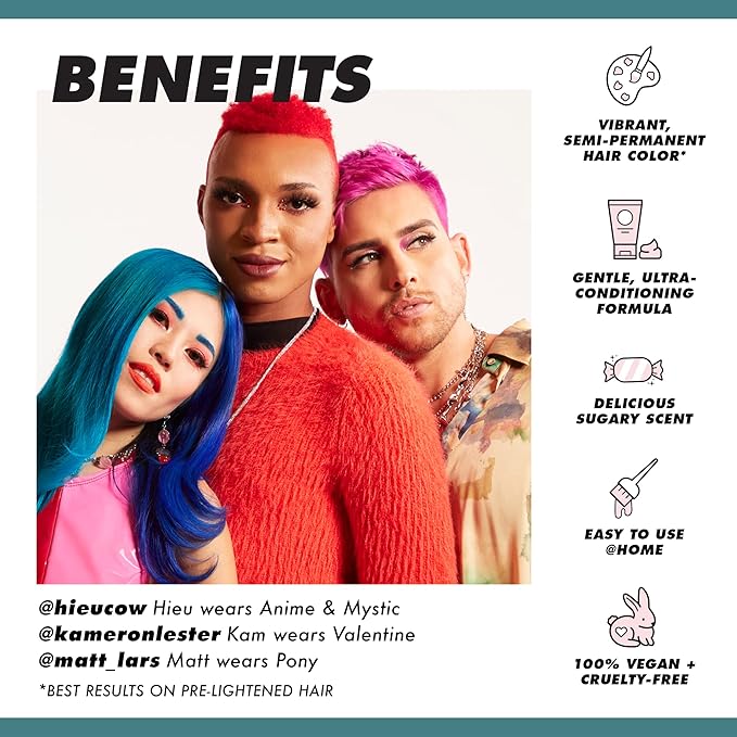 Lime Crime Full Coverage Unicorn Hair Dye, Dirty Mermaid - Damage-Free Semi-Permanent Hair Color Conditions & Moisturizes - Temporary Hair Tint Kit Has A Sugary Citrus Vanilla Scent - Vegan