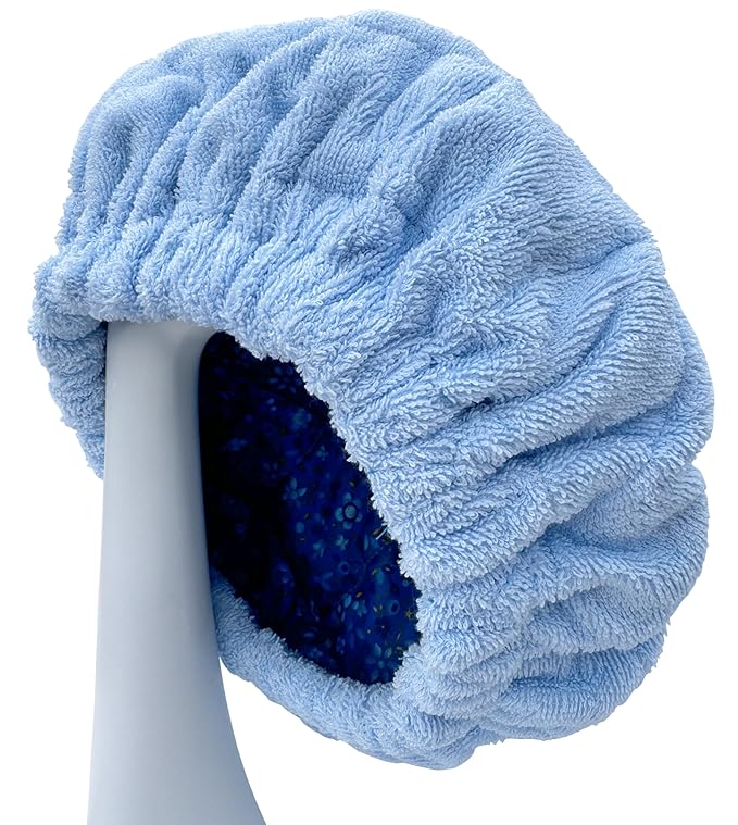 AKISS Flaxseed Deep Conditioning Heat Cap Portable Microwave Hot Bonnet Therapy Hair care Cap For Kids Girls (Skyblue/Scenery, Small)