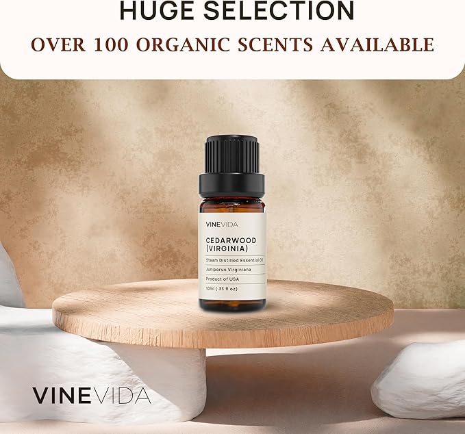 VINEVIDA Cedarwood (Virginia) Essential Oil - Undiluted - DIY Candle Scents - 10 mL
