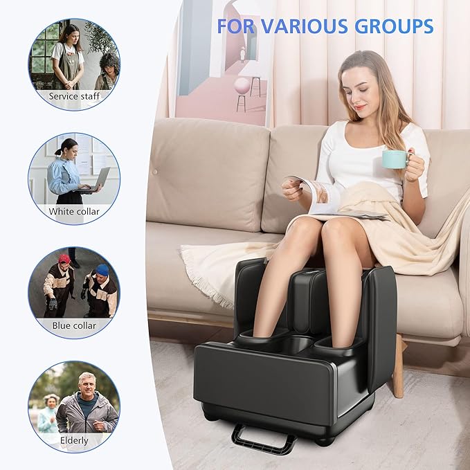 COMFIER 2 in 1 Foot Massager Machine,Shiatsu Foot and Calf Massager with Heat,Kneading,Vibration,Compression Massagers for Feet,Ankle,Leg,Tired Muscles & Plantar Fasciitis,Christmas Gift for Men Women