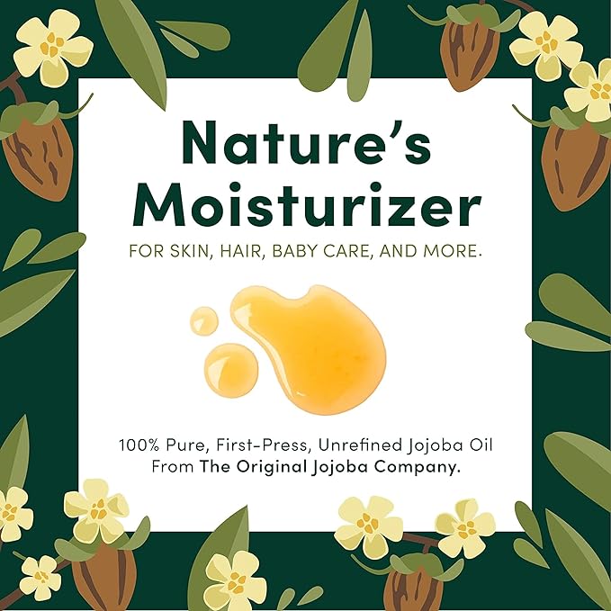 HobaCare Bulk Organic Jojoba Oil - Natural 100% Pure Hexane Free Unrefined Carrier Oil for Skincare, Beard, Hair, Face, Scalp Massage, Bath, Facial - Long Shelf Life (64 oz Half Gallon)