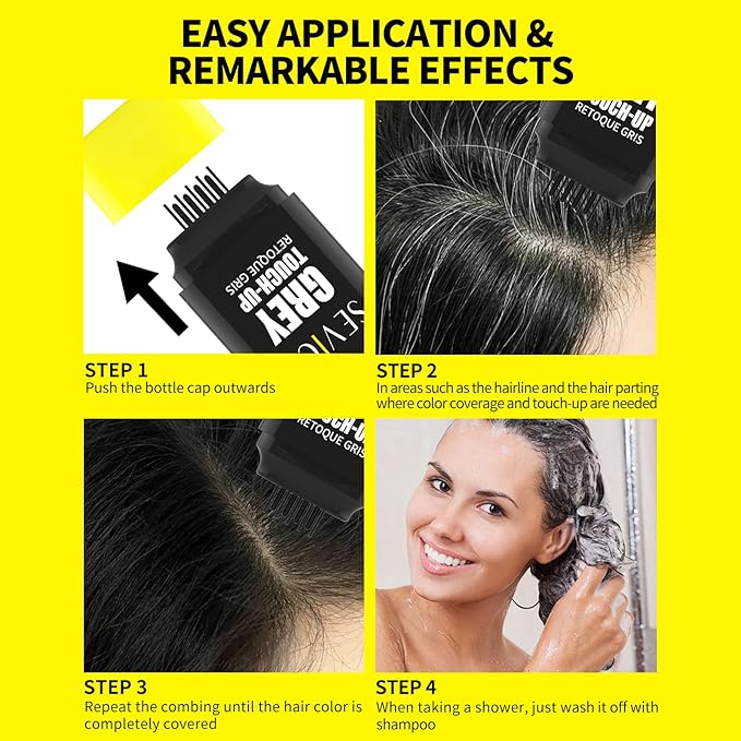 SEVICH Hair Color Stick For Gray Roots- Instantly Cover Grey Hair Dye Comb,Four Toothed Comb Design for Sparse Hairlines Coverage, Contains Natural Plant Extracts,for Men and Women,15g(Dark Brown)