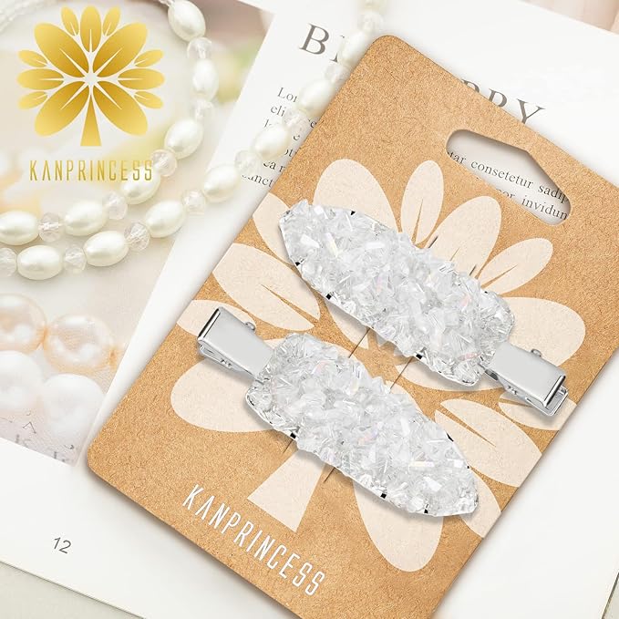 2PCS Rhinestone Hair Clips,Snap Hair Accessories,Decorative Hair Clips,Rhinestone Barrettes For Women Girls(SET22)