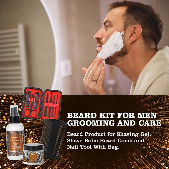 Christmas Spa Gift Basket, Bath Spa Kit for for Men Dad Birthday Bath Gifts Classic Perfume Bath Set for him, men's Shower Gift Basket mens personal care sets Man Bath Beard Spa Gift Baskets Mens Gift