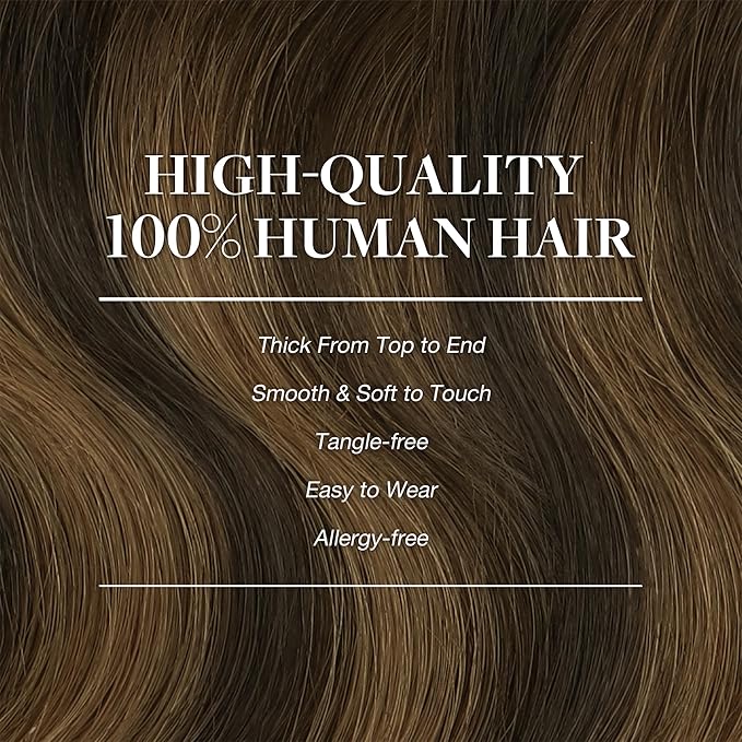GOO GOO Clip in Hair Extensions Real Human Hair, Remy Human Hair Extensions Clip ins for Women, Natural Human Hair, 16inch 150g 9Pcs, 2/6/2 Balayage Dark Brown to Chestnut Brown