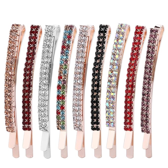 18 Pieces Rhinestone Bobby Pins Crystal Hair Clips Hair Pin Sparkling Hair Barettes Sytling Decorative Accessories for Women and Girls