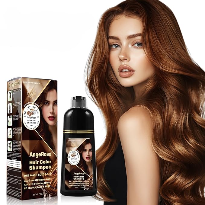 Chestnut Brown Hair Dye Shampoo 3 in 1, Natural Hair Dye to Cover Gray Hair, 400 ML