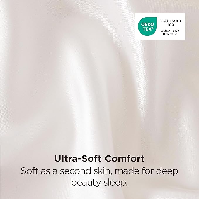 Bedsure Satin Pillowcase for Hair and Skin Queen - Ivory Silky Pillowcase 2 Pack with Envelope Closure, Similar to Silk Pillow Cases, Gifts for Women Men, 20x30 Inches, 2pcs