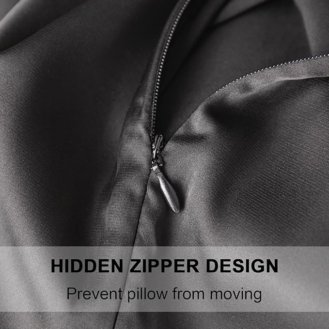 Mulberry Silk Pillowcase for Hair and Skin,Cooling Silk Pillow Case with Hidden Zipper,Allergen Proof Dual Sides Soft Breathable Smooth Silk Pillow Cover for Women (Black, Body)