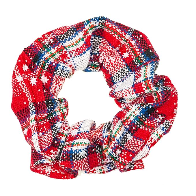 LOOKSEVEN Scrunchies, 5PCS Bandana Scrunchy Hair Ties, Christmas Styles Hair Scrunchies for Women. (Christmas, Cotton, 1 Count, Curly, Unisex, All Ages, 5 Pieces)