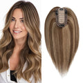 SEGO Real Human Hair Topper for Women, No Bangs Hair Topper with Anti-Slip Clips (14 Inches Medium Brown Mix Dark Blonde)