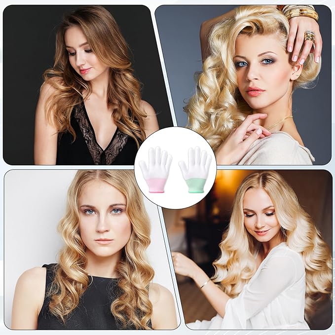 4 Pcs Heat Gloves for Hair Styling, Heat Resistant Gloves Professional Curling Iron Glove for Flat Iron and Curling Wand Suitable Sublimation Heats Transfer Printing