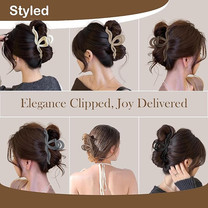 Large Wave Claw Clips for Thick Hair, 5-Pack 5.5“ Non-Slip Matte Hair Clips for Women, Big Hair Clips for Thick Hair (Ombré)