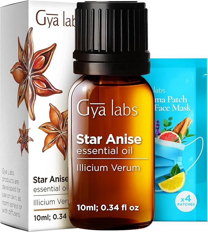 Gya Labs Star Anise Essential Oil - 0.34 Fl Oz - for Hair, Skin, Diffuser, Aromatherapy & DIY Candle Making Scent
