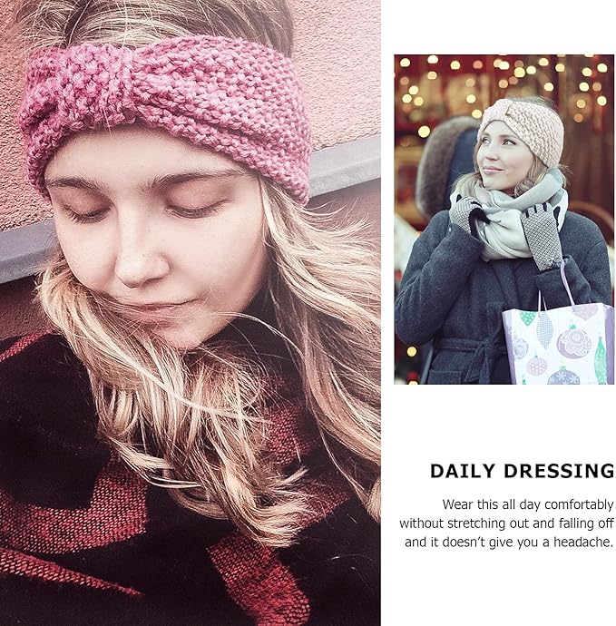 DRESHOW Knit Crochet Headband for Women Ear Warmer Soft Turban Stretch Warmer Headbands Winter Fashion Head Wrap