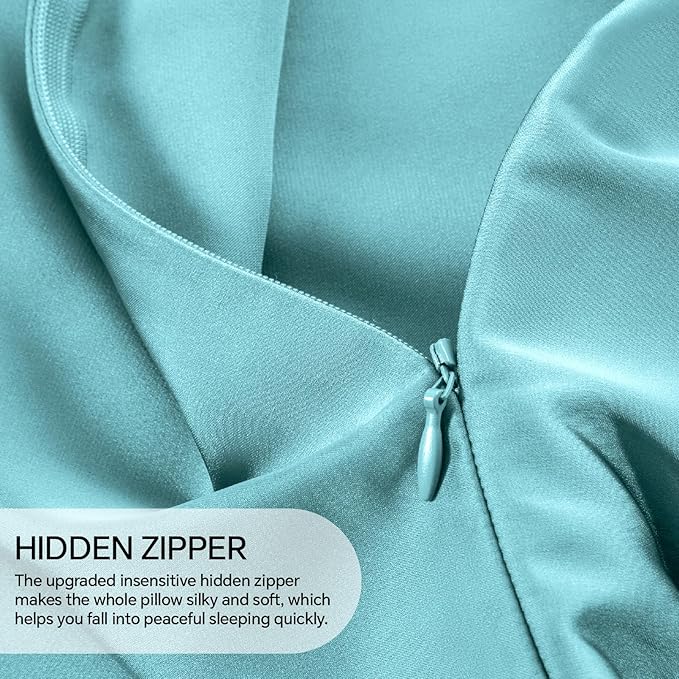 INFIIXSO Mulberry Silk Pillow Cases King Size Set of 2, Silk Pillowcase with Hidden Zipper 20"x36", Extraordinary Smooth and Soft Pillow Case for Hair and Skin(Ocean Mist, 2 Pack)