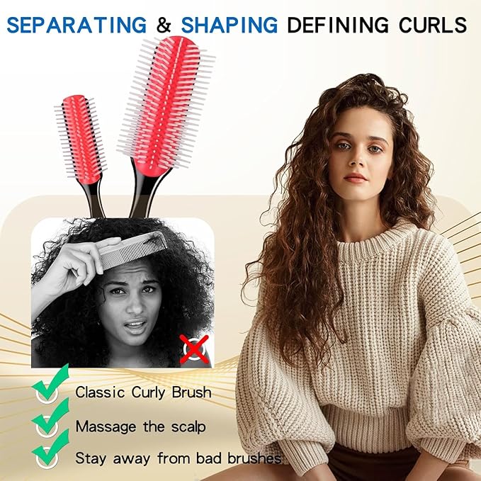 Curly Hair Brush for Women Men Curl Defining Hairbrush Small Mini Detangler Edge Combs Barber Styling Tools Travel Accessories Cruise Ship Essential 2030 Beach Vacation Must Have Gift