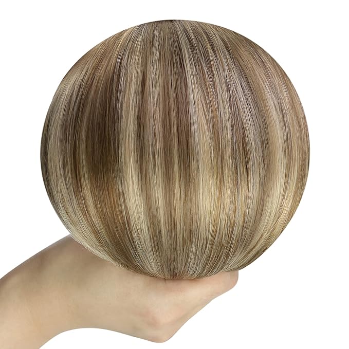 YoungSee Weft Hair Extensions Brown Balayage Sew in Extensions Ombre Hand Tied Weft Hair Extensions Human Hair for Women Dark Brown Roots to Medium with Ash Blonde 100G 20In