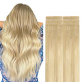 GOO GOO Invisi Edge Tape in Hair Extensions Human Hair, 18AT60A Pearl Ash Blonde Highlights, 6pcs 16inch 15g, Virgin Remy Hair, Seamless Injected Tape, Natural Look