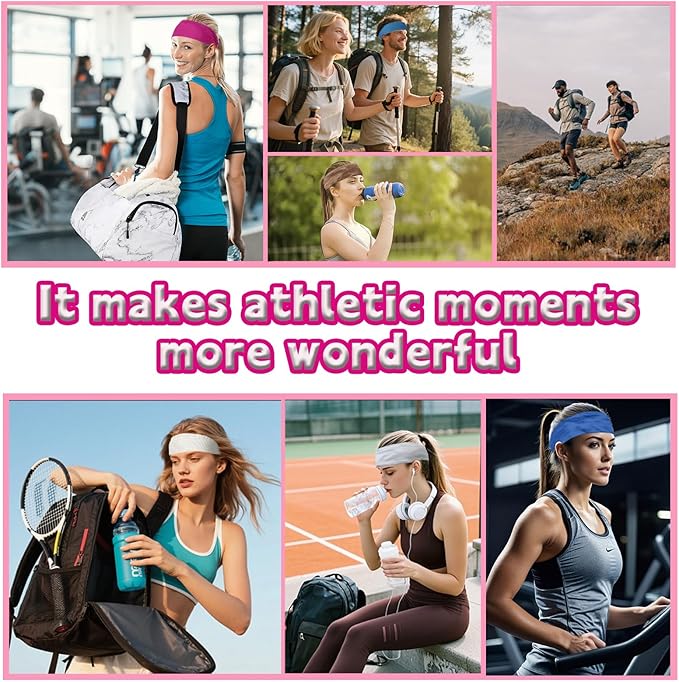 8PCS Workout Headbands for Women Non Slip, Elastic Thick Head Bands, Stretchy Soft Wide Headbands for Women Men for Running, Workouts, Yoga, Daily Use
