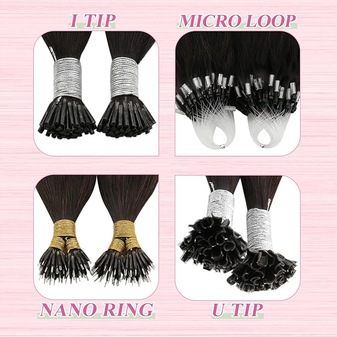 YoungSee Utip Hair Extensions Human Hair Balayage U Tip Hair Extensions Dark Brown with Medium Brown K-Tip Hair Extension Human Hair Ombre 14Inch for Short Hair 50s/50G