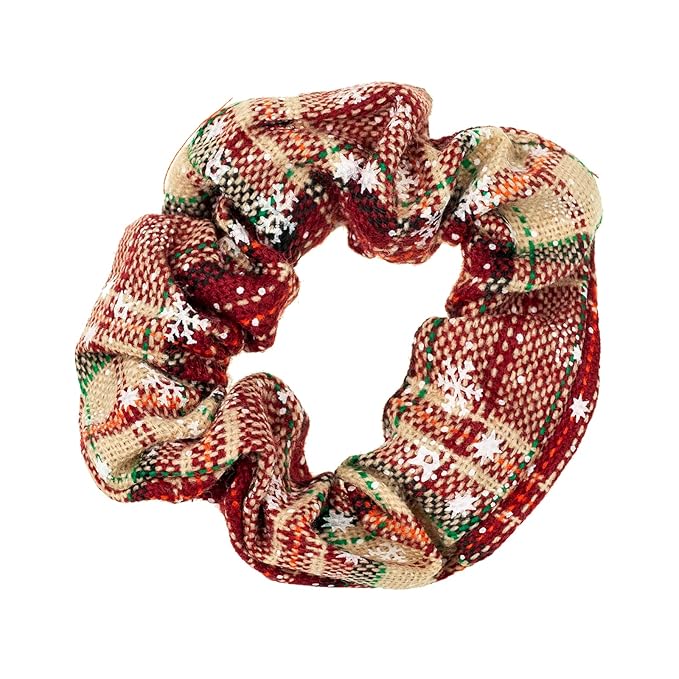 LOOKSEVEN Scrunchies, 5PCS Bandana Scrunchy Hair Ties, Christmas Styles Hair Scrunchies for Women. (Christmas, Cotton, 1 Count, Curly, Unisex, All Ages, 5 Pieces)