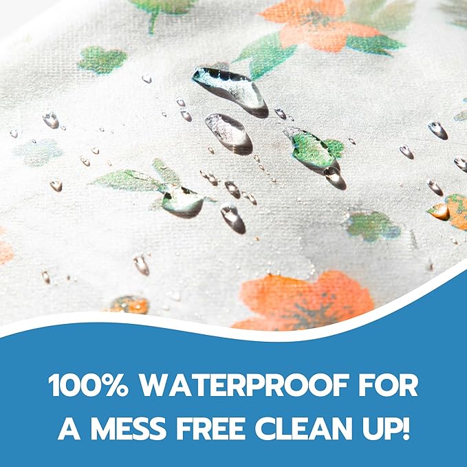60 Pack Disposable Splat Mats by Eli with Love - Extra Large 49"x49" 100% Waterproof Baby Splat Mat for Under High Chair - Plastic Mat Liner for Floor - Protect from Spills (Moon & Stars, 60 Pack)