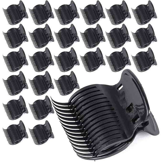 Tbestmax 24 Hot Roller Clips for Hair Curler Claw Clip Replacement Hair Section Styling for Women Girls Black