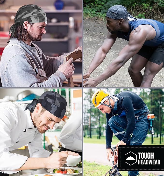 Cooling Helmet Liners - Do Rag Skull Caps for Men - Cooling Head Wraps, Hard Hat Liner - Motorcycle Pirate Bandana