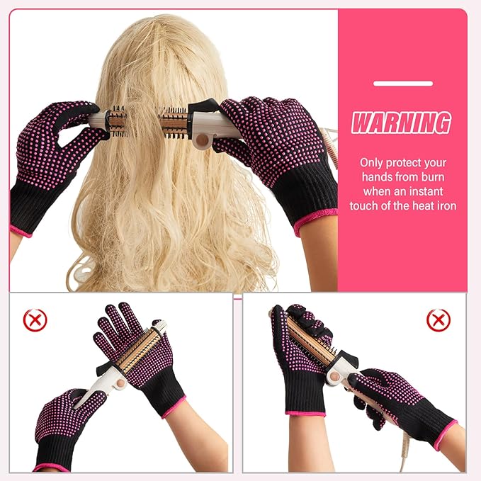 Suhine 20 Pcs Professional Heat Resistant Gloves for Hair Styling Curling Heat Resistant Work Gloves