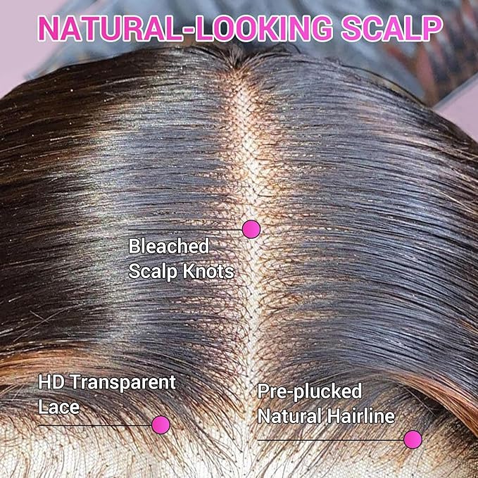 36 Inch Ombre Lace Front Wigs Human Hair Pre Plucked 1B/30 9x6 HD Lace Highlight Lace Fron Wigs Body Wave Lace front Human Hair Wig Glueless Colored Wig…