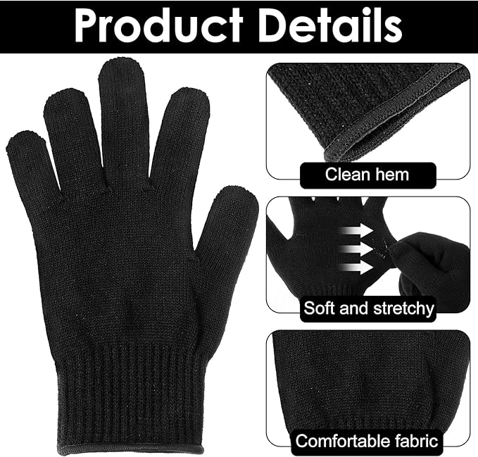 JIEYAO 4 Pack Heat Resistant Gloves for Hair Styling, Curling Iron Glove Heat Blocking Glove for Curling Wand F& lat Iron