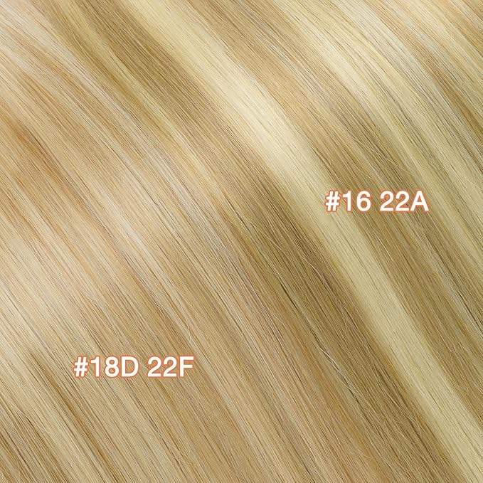 GOO GOO Invisi Edge Tape in Hair Extensions Human Hair, 18D/22F Dirty Blonde Highlights10pcs injected with 10pcs classical tape ins, 14inch 50g, Virgin Remy Hair, Natural Look