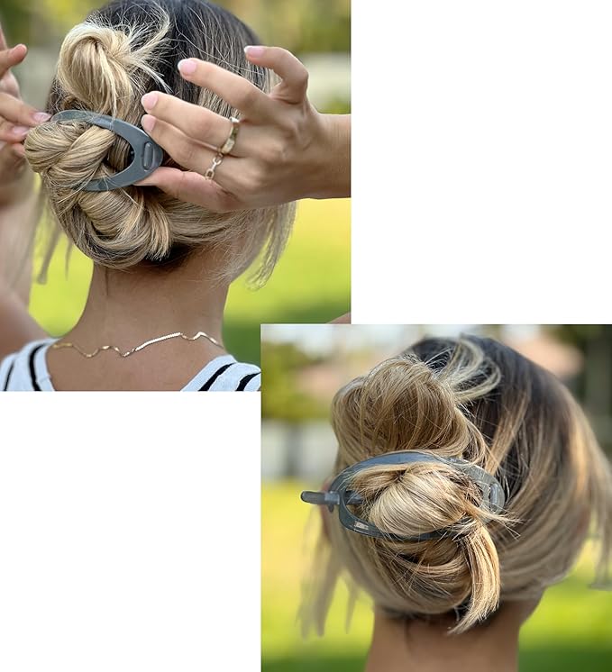 Camila Paris CP3115 French Hair Barrette Clip, Flexible Ponytail Holder No Metal Parts, Strong Hold Grip Hair Clips for Women, No Slip and Durable Styling Girls Hair Accessories, Made in France