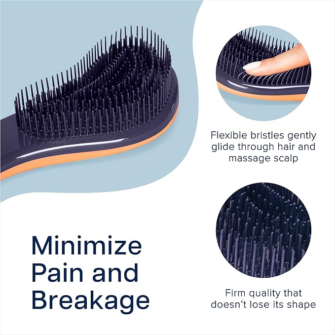 Crave Naturals Glide Thru Hair Brush - Detangler Brush for Curly, Straight, Wet or Dry Hair - Gentle Detangling Brusheses for Adults, Kids, Toddlers - Hair Accessories for Women, 7.5"x3" - Coral